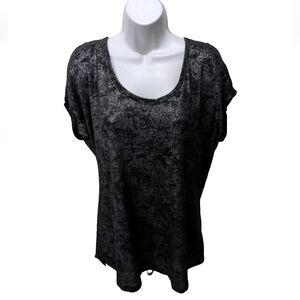 NWT a.n.a Black Sliver Foil Short Sleeve Top 1X #25
